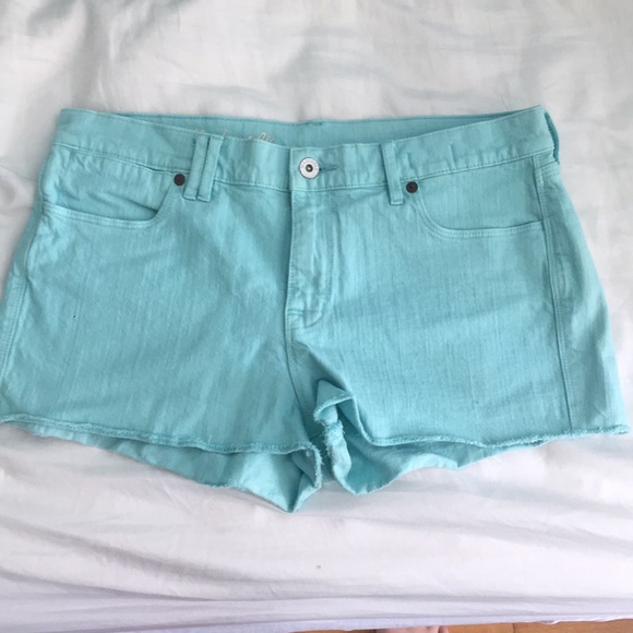 turquoise denim shorts